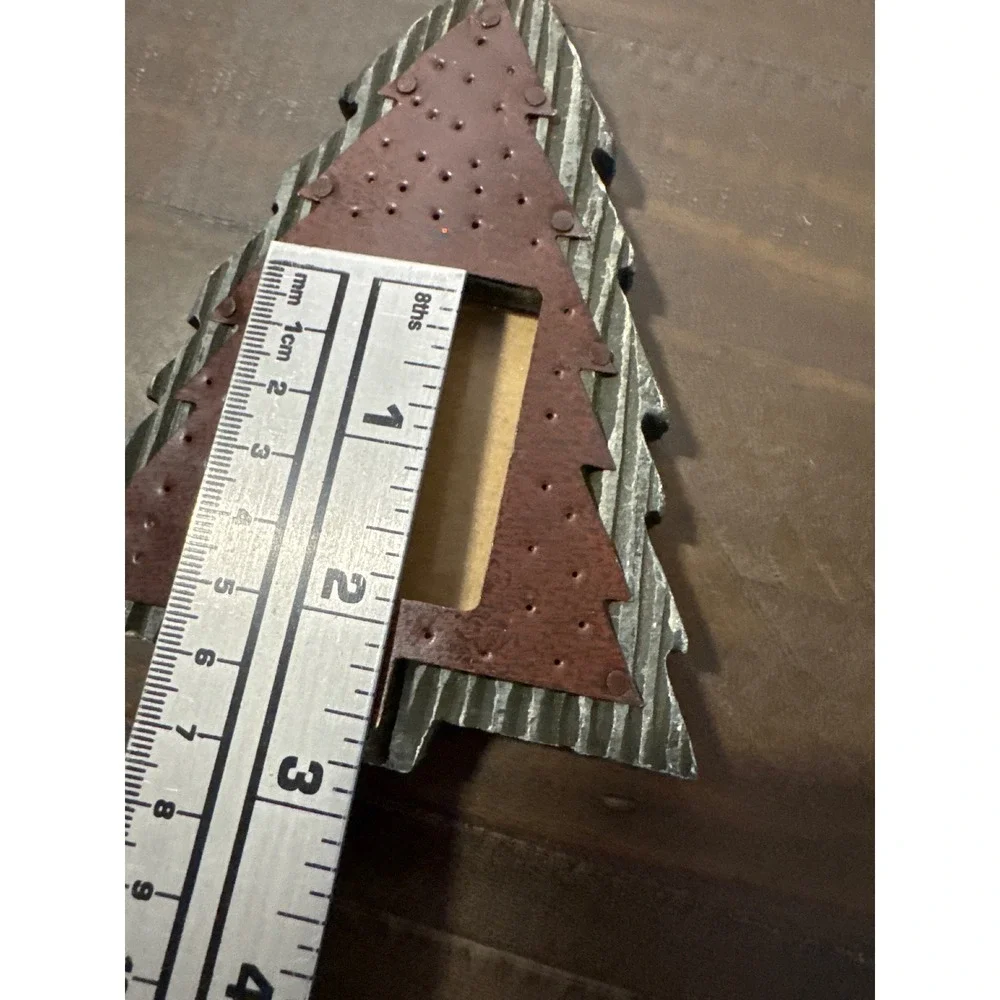 Rustic Galvanized Corrugated Metal Christmas Tree Ornament Picture Frame Rustic